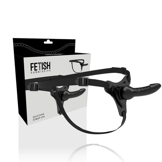 Fetish Submissive Uprząż z silikonowym aplikatorem 16 cm czarna