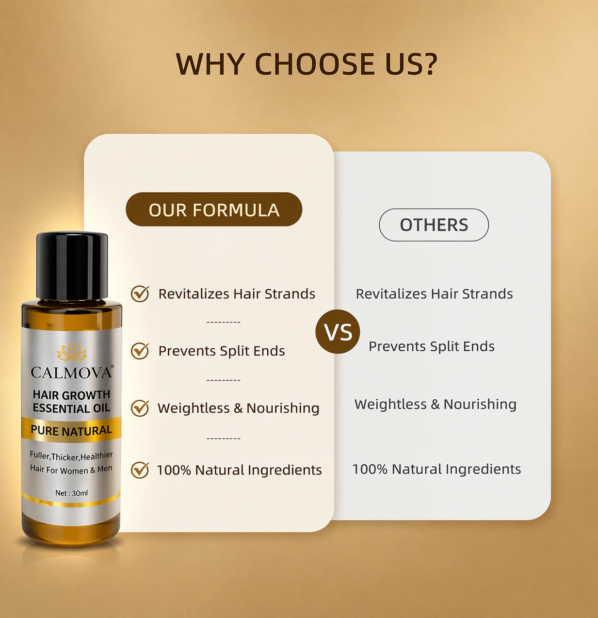 Calmova™ Olejek Wzrostu Włosów – Naturalna Regeneracja i Gęstość.